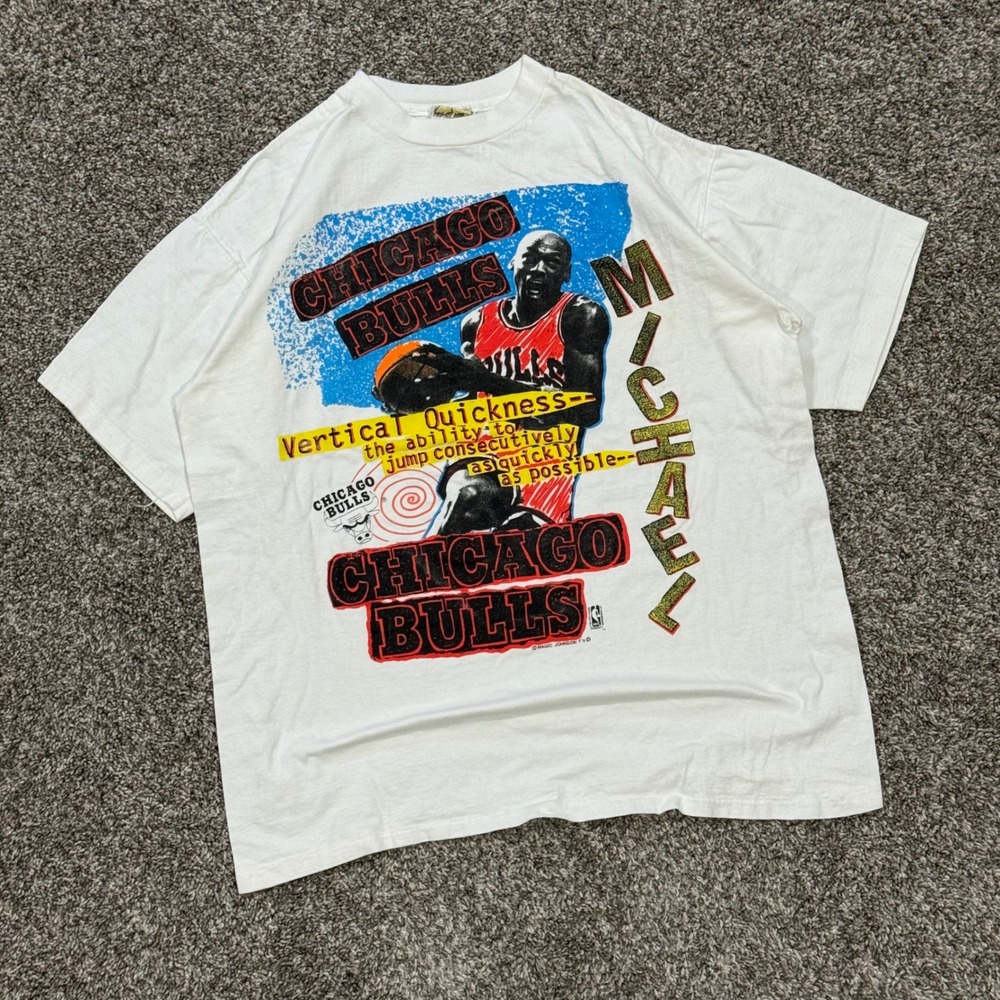 Vintage Michael Jordan Chicago Bulls Magic Johnson Ts T-Shirt Single Stitch Sz L